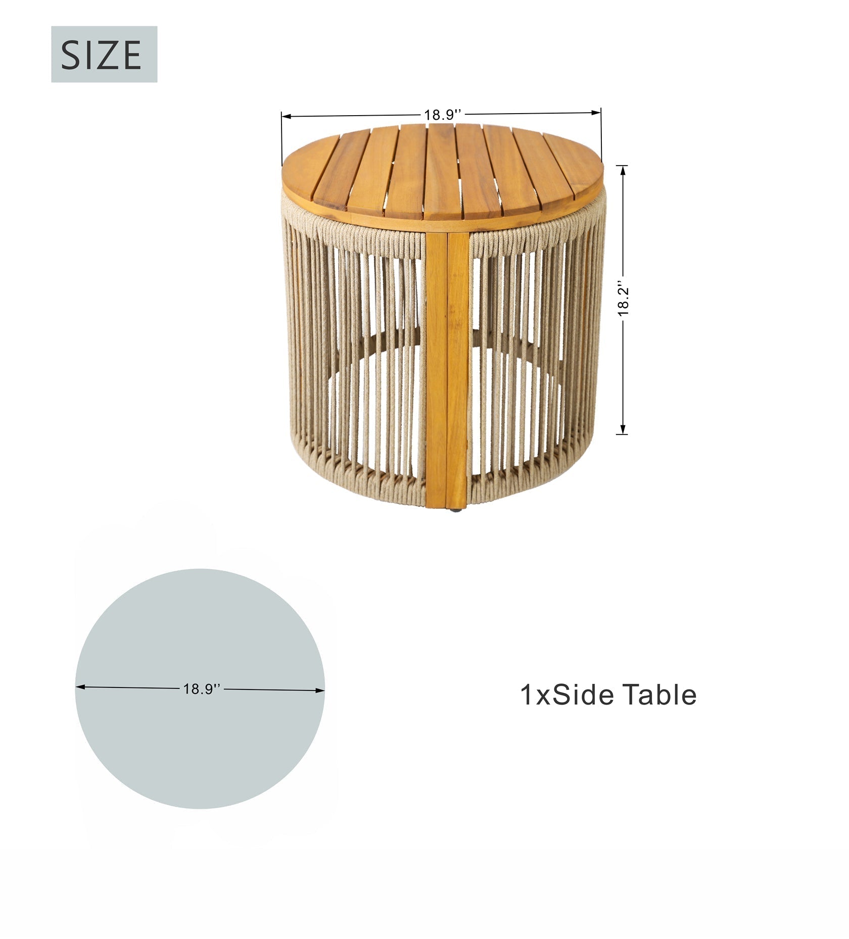 Rebel Solid Wood Folding Lounge and Side Table with Woven Rope Design (PAL - 2518) - Direct Wicker