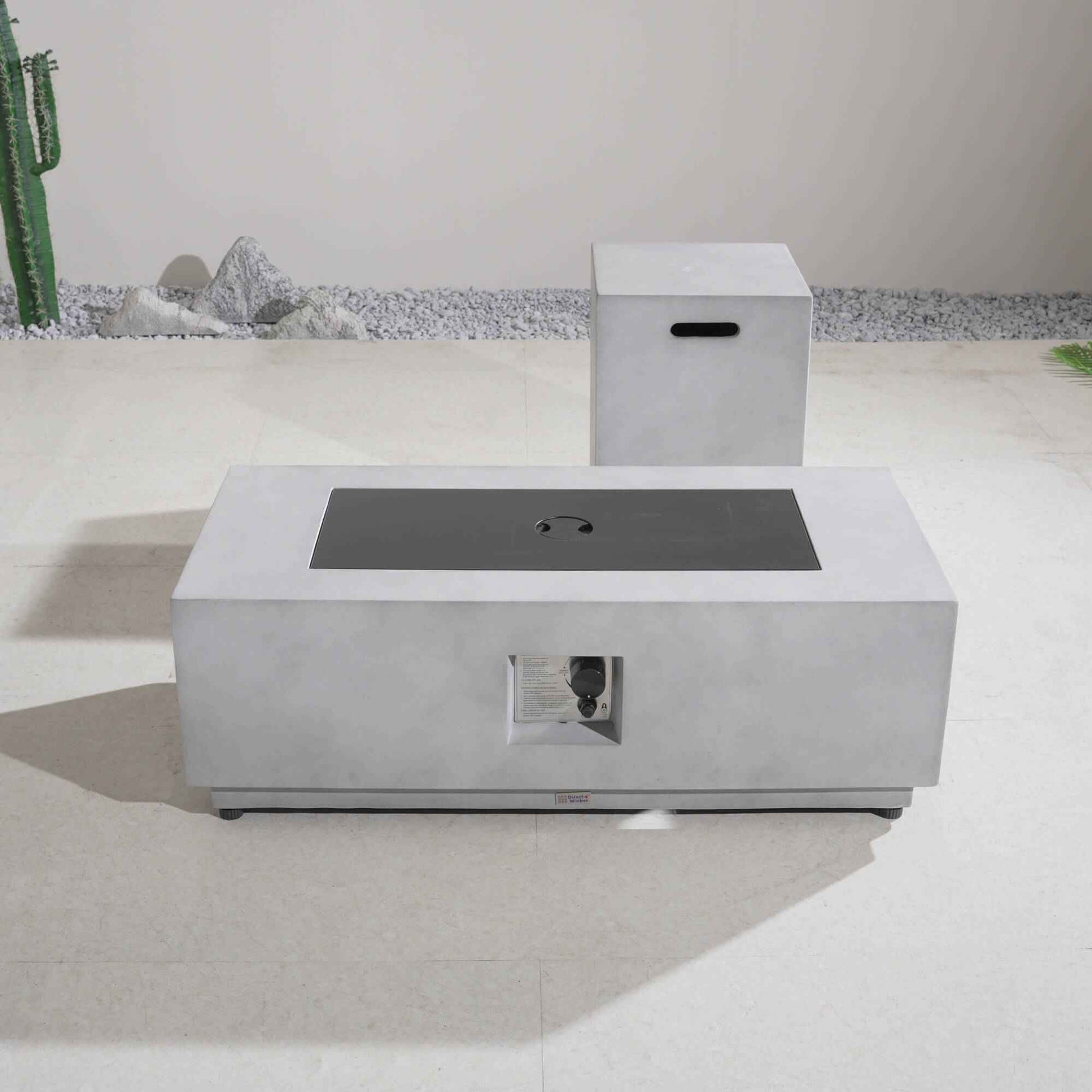 Rectangular Fire Pit Table with Propane Tank Side Table (PAG-24924-SET)