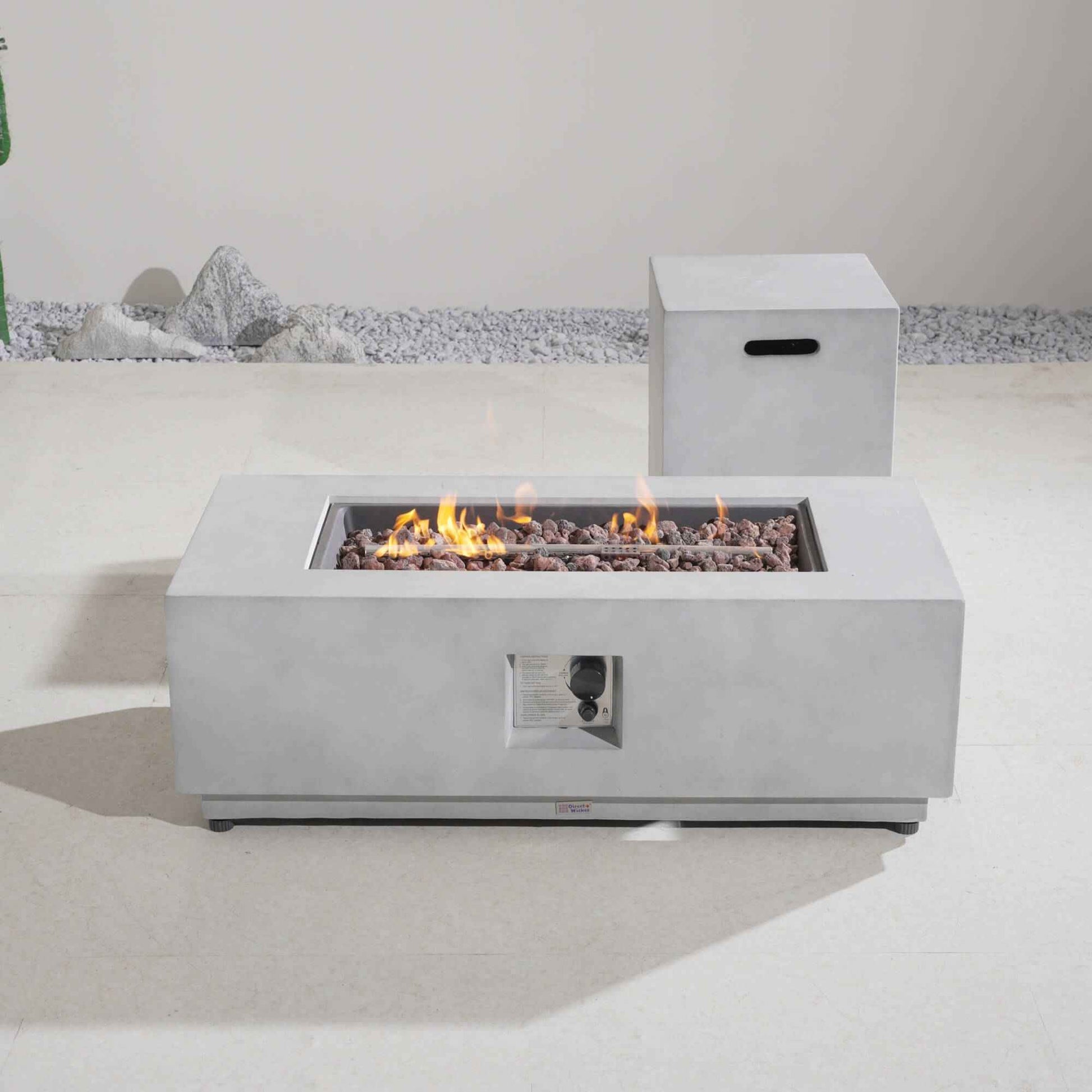 Rectangular Fire Pit Table with Propane Tank Side Table (PAG-24924-SET)