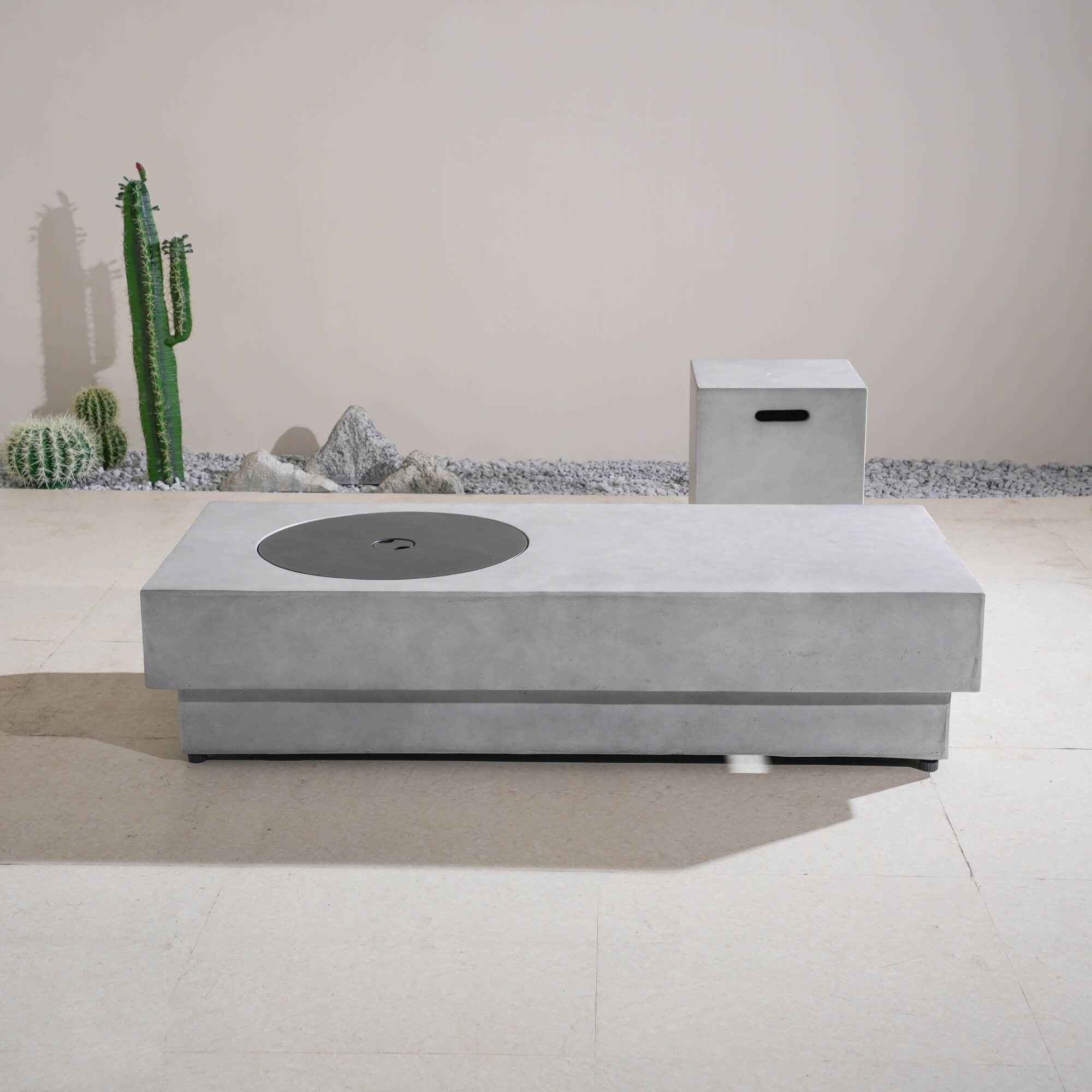 Round Fire Pit Table with Propane Tank Side Table (PAG-24923-SET)