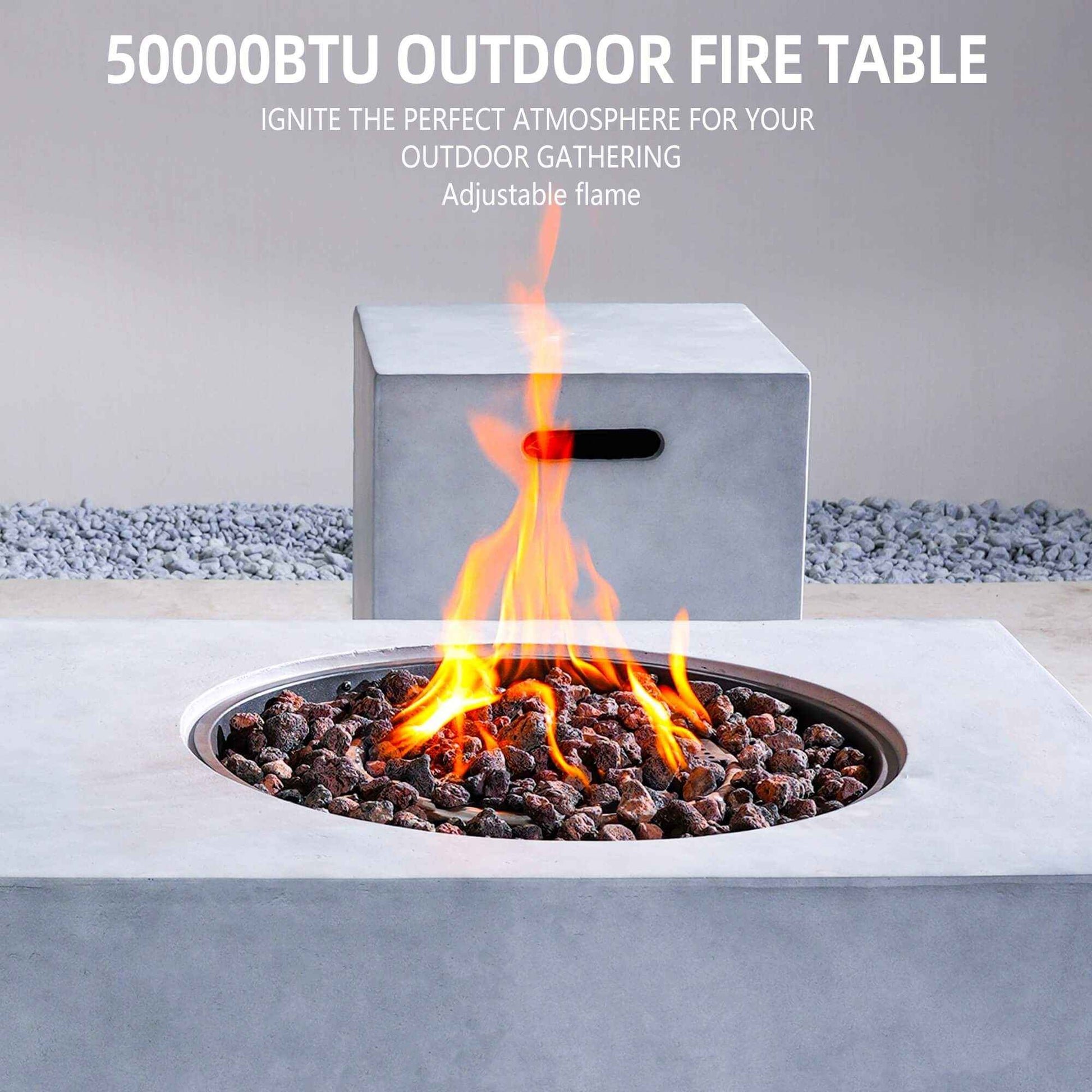 Round Fire Pit Table with Propane Tank Side Table (PAG-24923-SET)