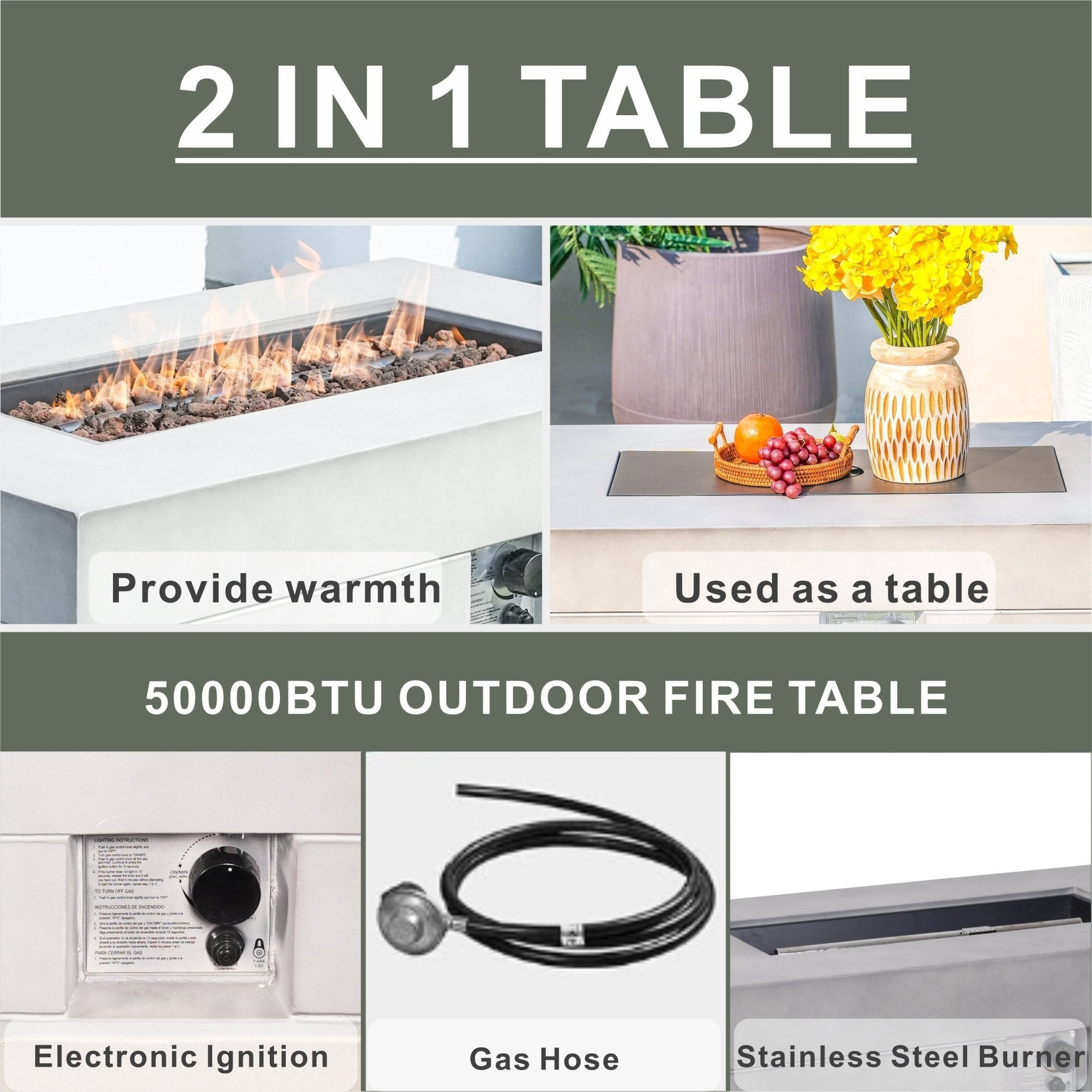 Santiago 6 - Pieces Outdoor Conversation Set with Rectangular Firepit Table (PAS - 1403B+2150) - Direct Wicker