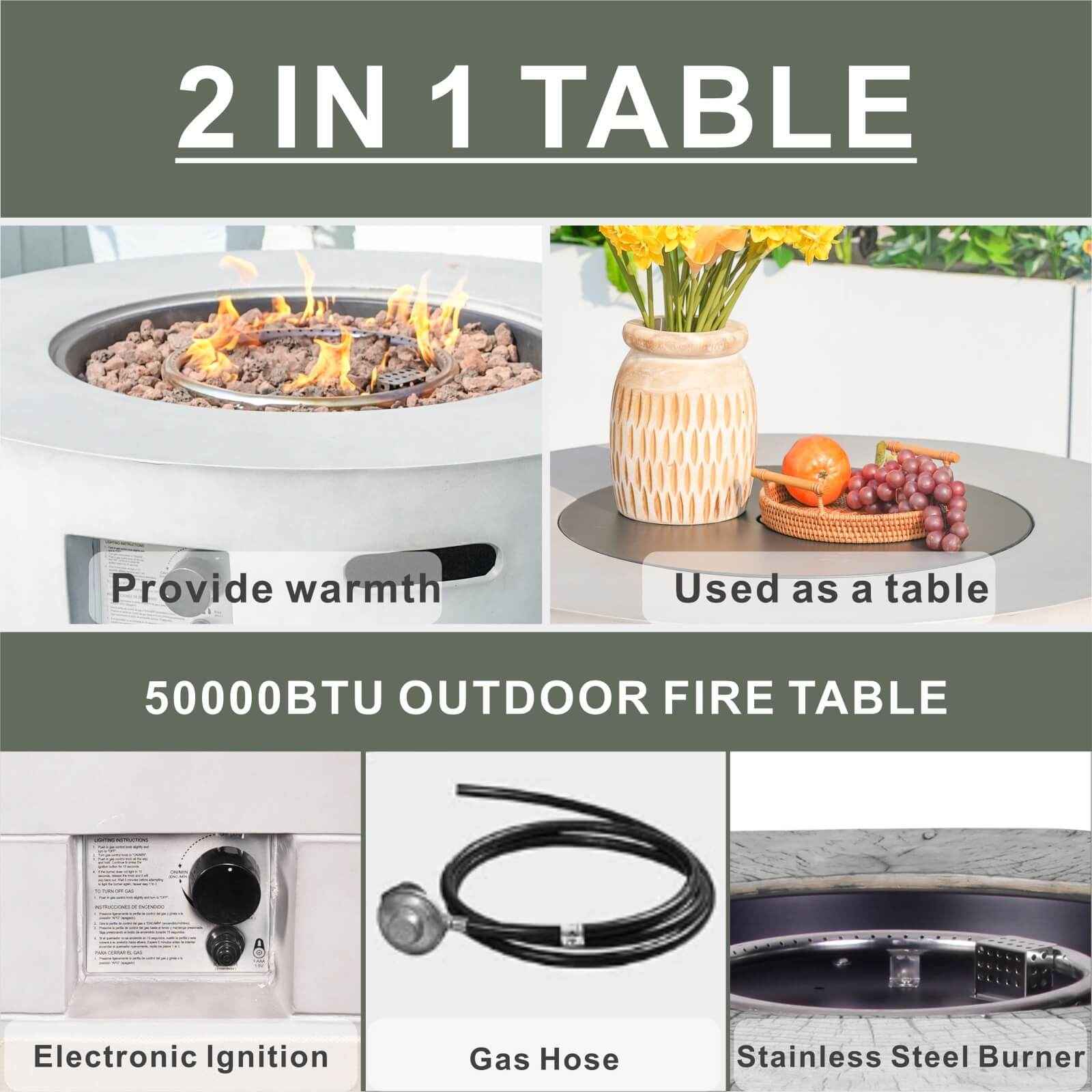 Santiago 6-Pieces Outdoor Conversation Set with Round Firepit Table (PAS-1403B+2160)