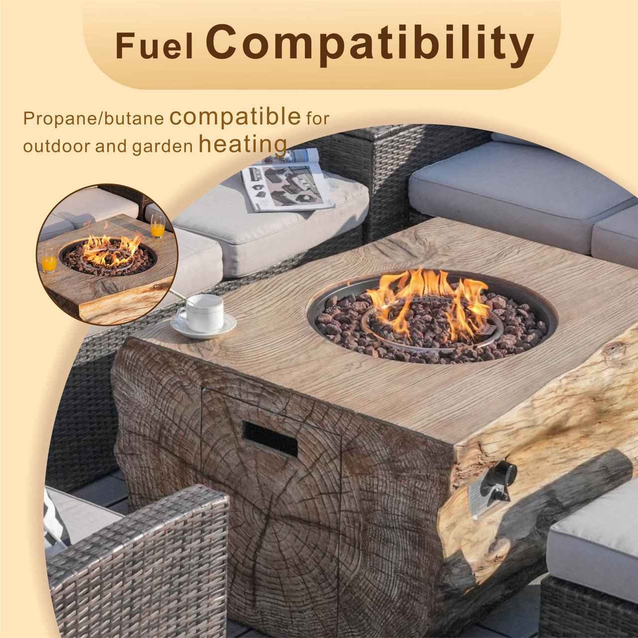 Santiago 7-Piece Outdoor Fire Pit Sofa Set (PAG-1403B+2170)