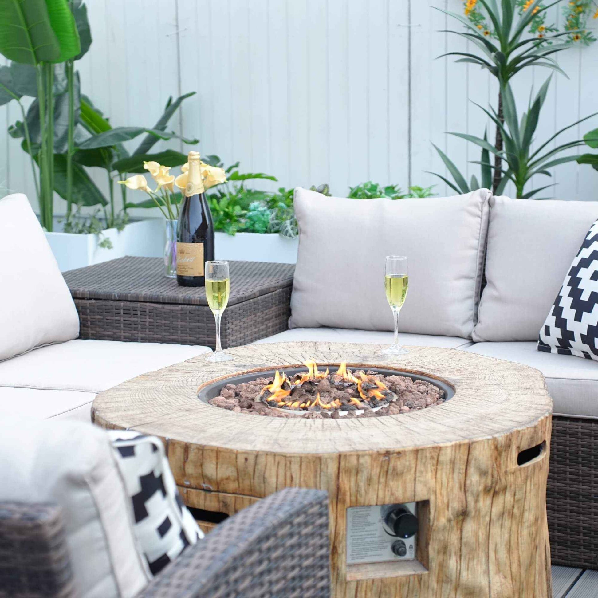 Santiago 7-Piece Outdoor Fire Pit Sofa Set (PAG-1403B+2180)