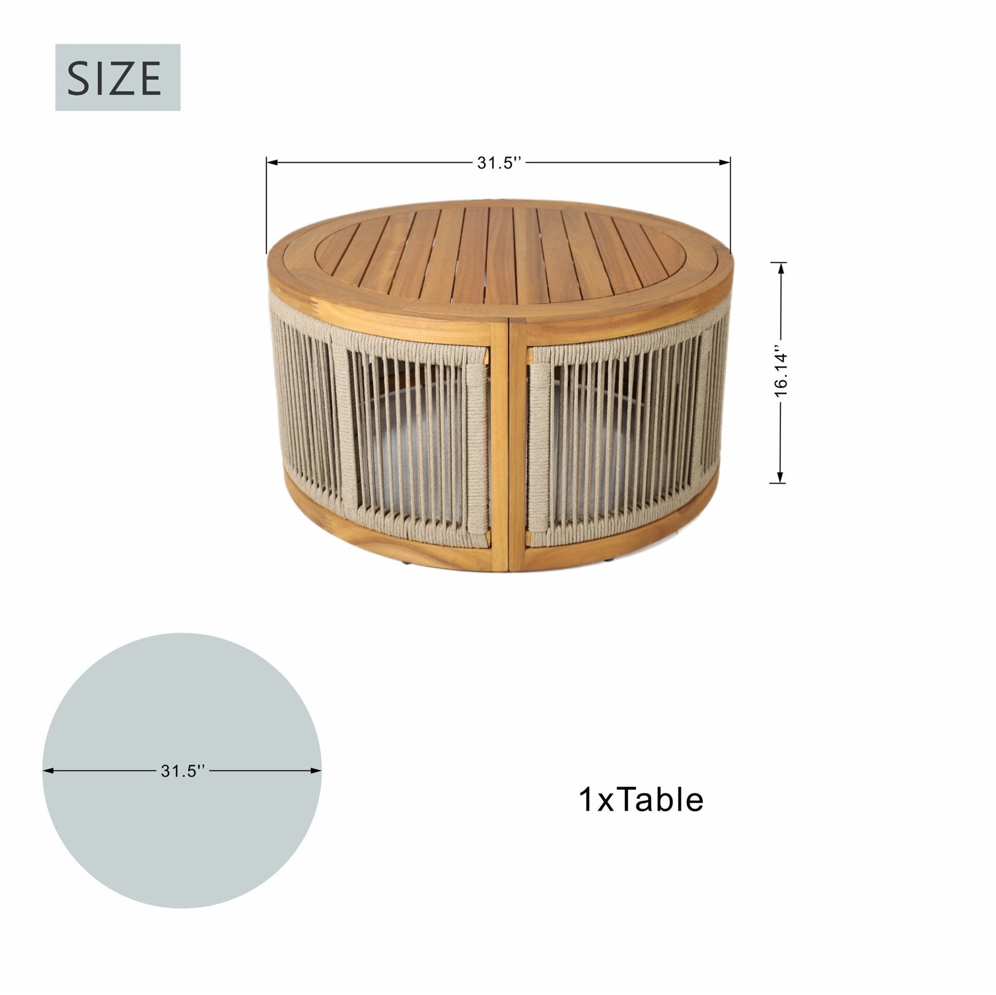 Solid Wood 4 - Seater Sofa Set with Round Coffee Table (PAS - 2515 - 2SS+SSx2+RTA) - Direct Wicker