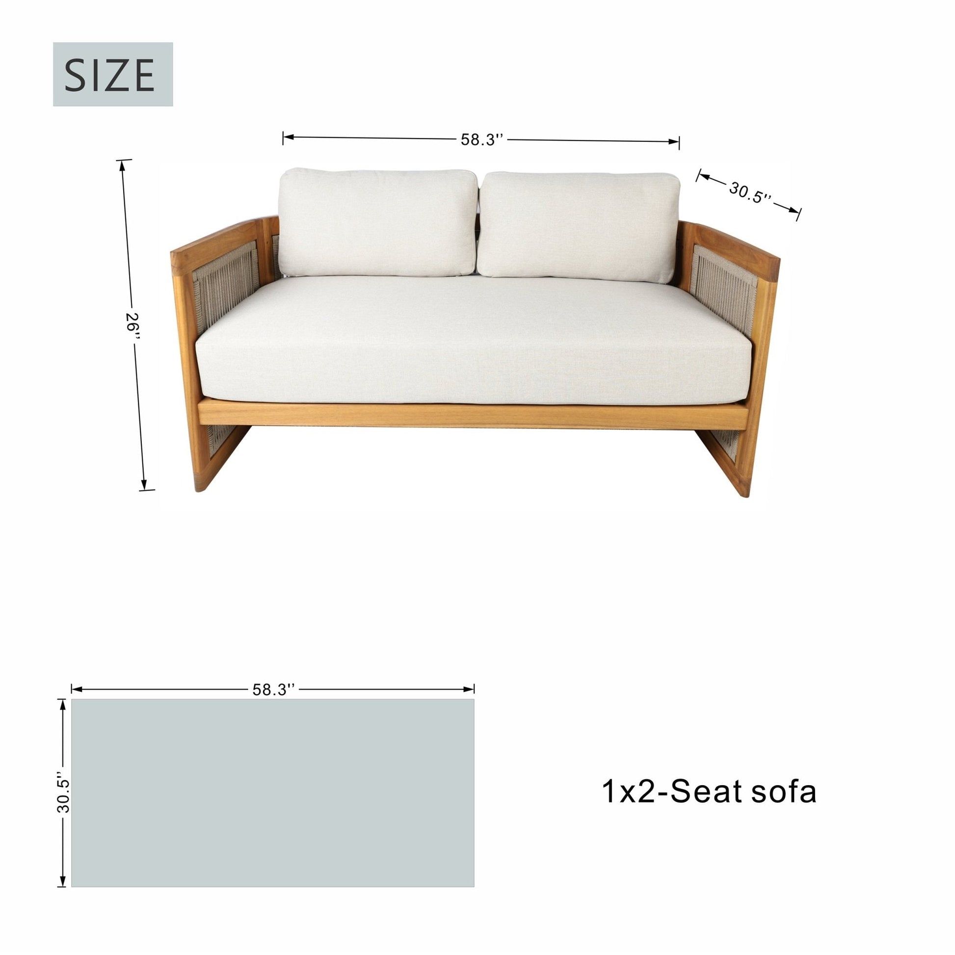 Solid Wood 4 - Seater Sofa Set with Round Coffee Table (PAS - 2515 - 2SS+SSx2+RTA) - Direct Wicker
