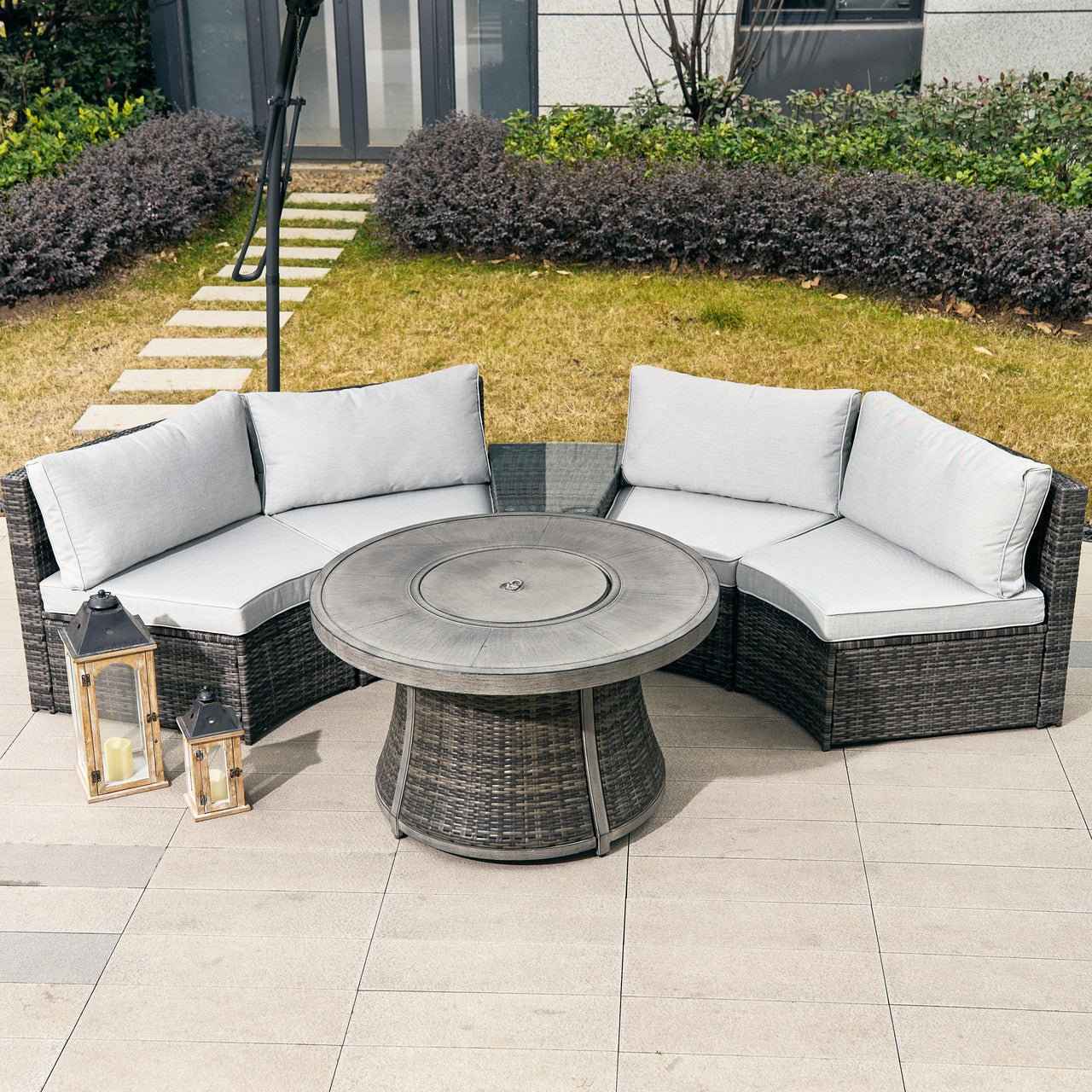 Sonoma 4-Seat Outdoor Fire Pit Set - Round Fire Table (PAS-1205B+G3R521E)