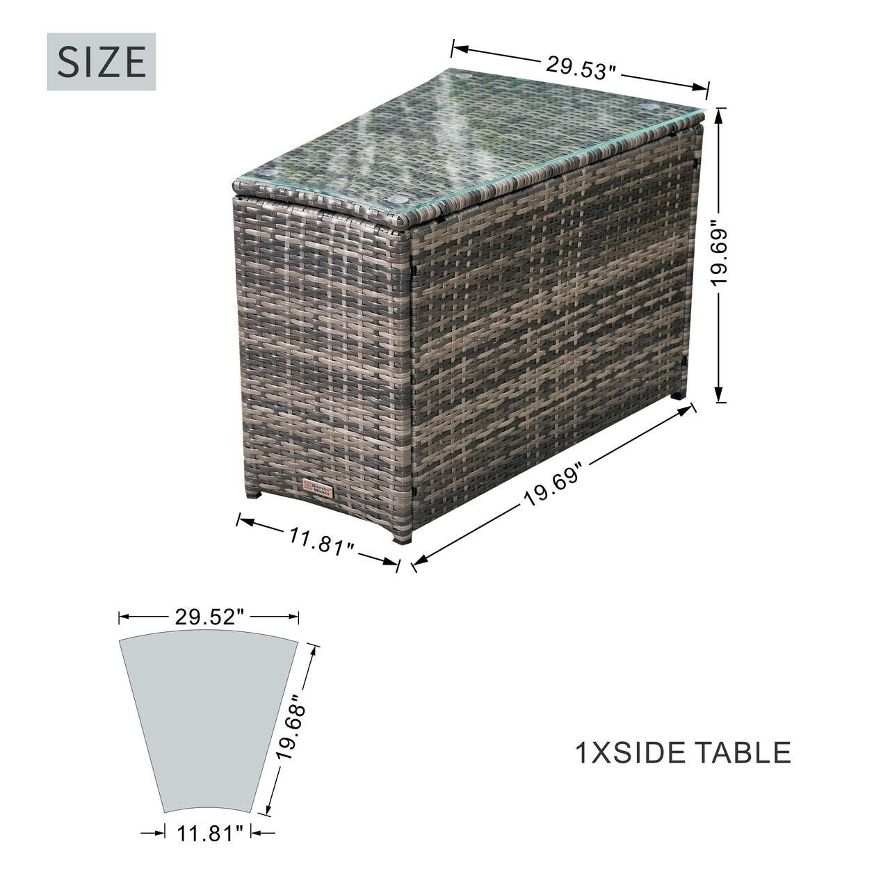Sonoma 6 - Seater Outdoor Fire Pit Set with Rectangle Fire Pit Table (PAS - 1205B+2150) - Direct Wicker