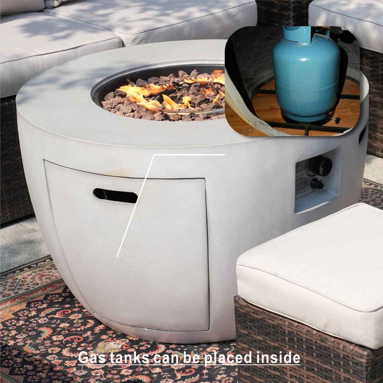 Sonoma 6-Seat Outdoor Fire Pit Set with Round Fire Pit Table (PAS-1205B+2160)