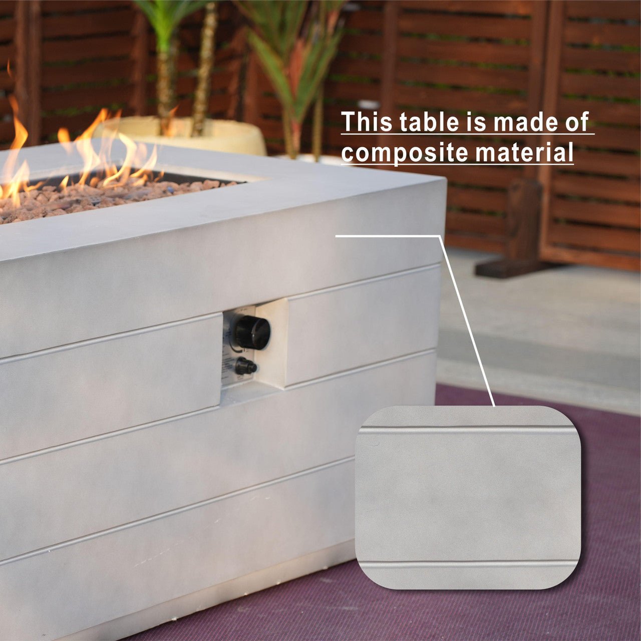 Sonoma 8 - Seater Outdoor Fire Pit Set with Rectangle Fire Pit Table (PAS - 1205B+2150) - Direct Wicker