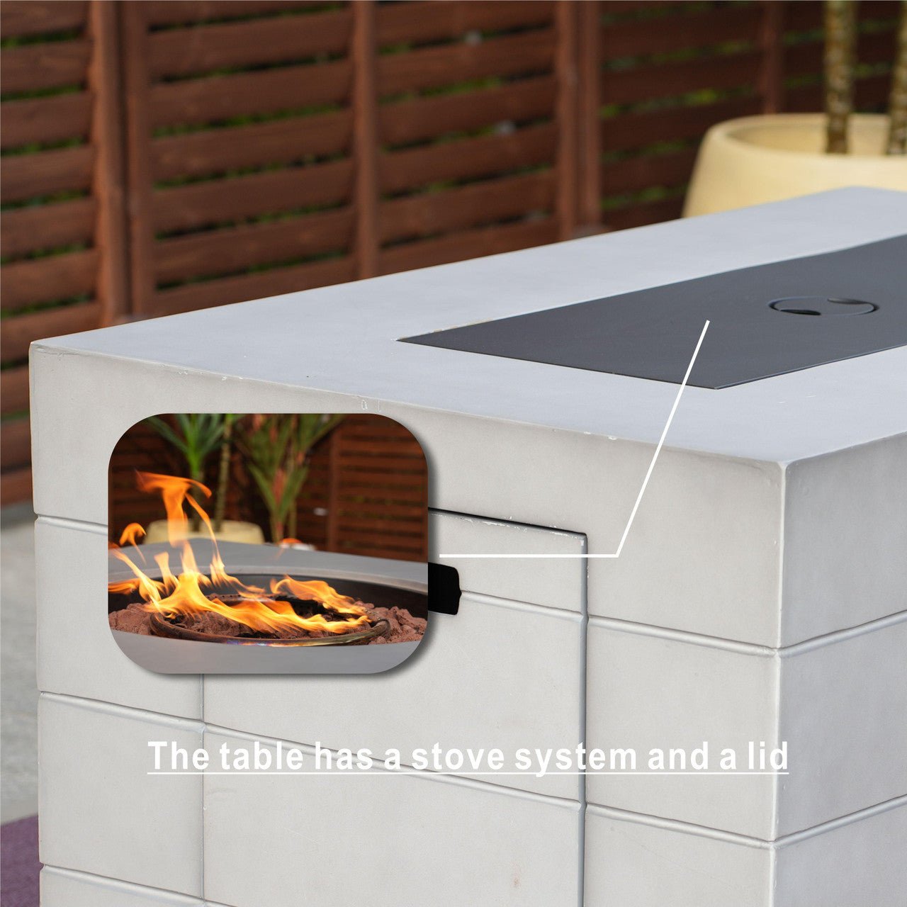 Sonoma 8 - Seater Outdoor Fire Pit Set with Rectangle Fire Pit Table (PAS - 1205B+2150) - Direct Wicker