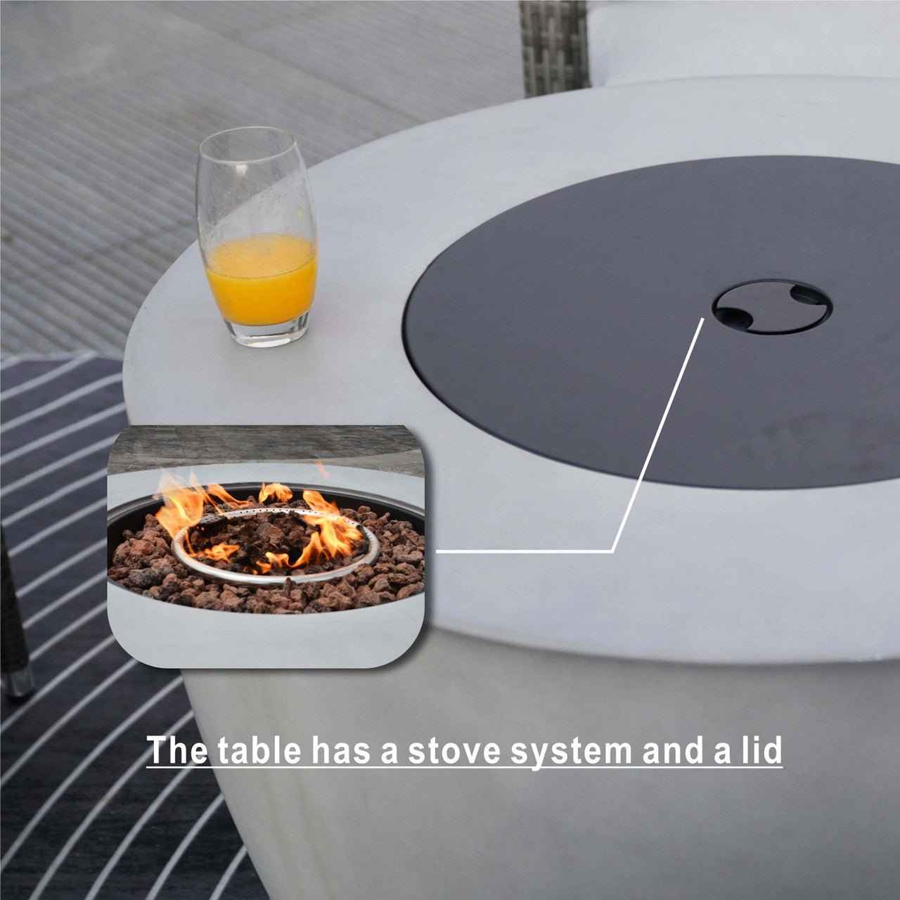Sonoma 8-Seat Outdoor Fire Pit Set with Round Fire Pit Table (PAS-1205B+2160)
