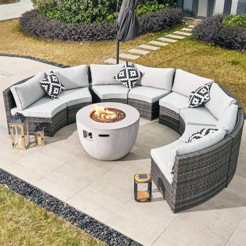 Sonoma 8 - Seater Outdoor Fire Pit Set with Round Fire Pit Table (PAS - 1205B+2160) - Direct Wicker