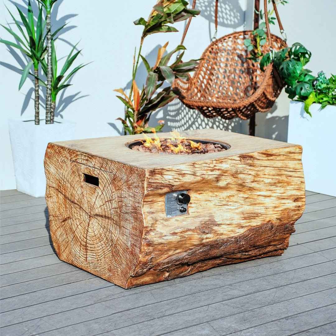 TerraFlame Rectangular Faux Wood Fire Pit Table for Outdoor Use (PAG-2170)