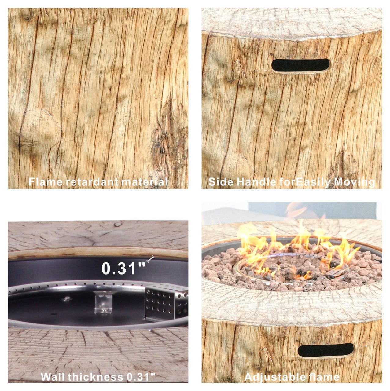 TerraFlame Round Faux Wood Fire Pit Table for Outdoor Use (PAG-2180) - Direct Wicker