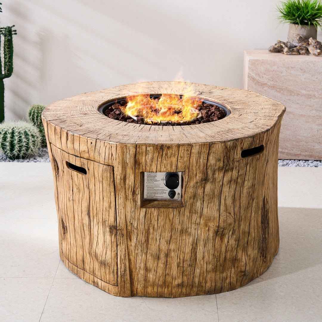TerraFlame Round Faux Wood Fire Pit Table for Outdoor Use (PAG-2180)