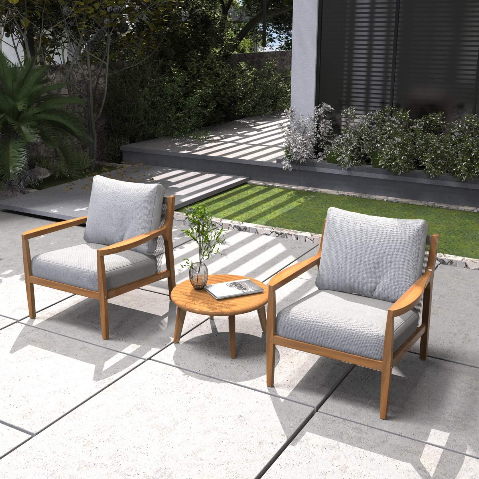 3-Piece Rustic Acacia Wood Patio Set – 2 Chairs & Table(PAS-2513-SC*2+ST) - Abrihome