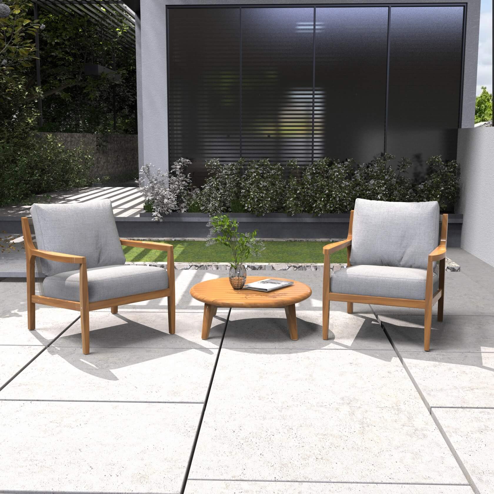 3-Piece Rustic Acacia Wood Outdoor Set – 2 Chairs & Coffee Table(PAS-2513-SC*2+TA) - Abrihome