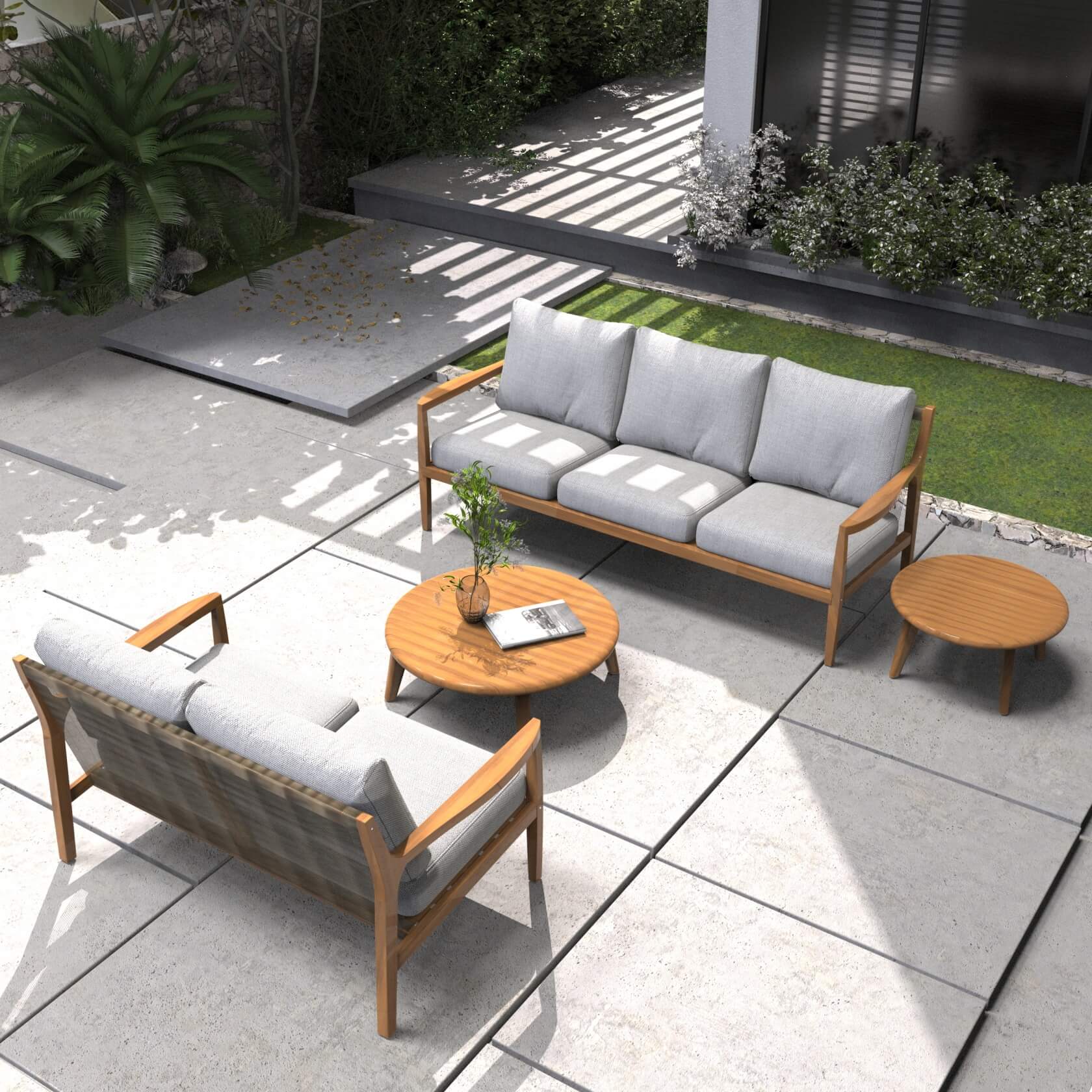 4-Piece Outdoor Furniture Set in Natural Acacia Wood (PAS-2513-3SC+2SC+TA+ST) - Abrihome